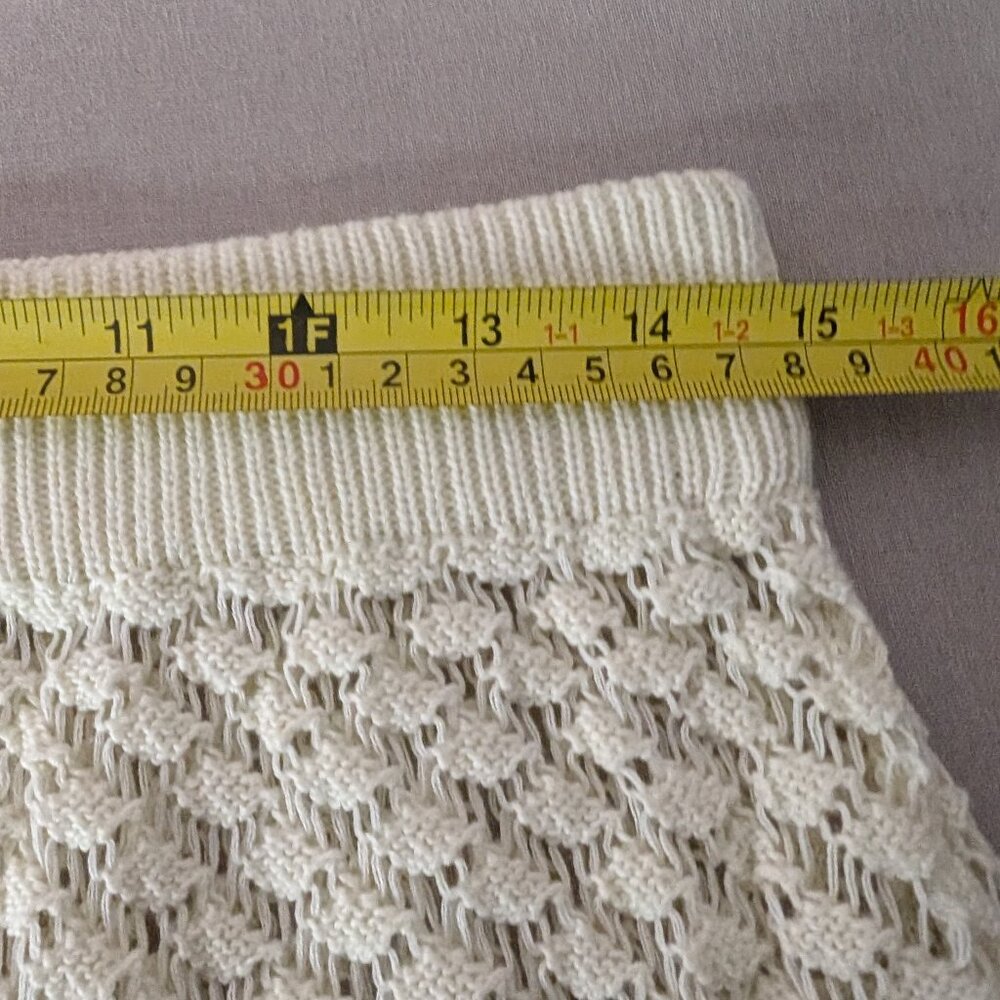 ⭐Open Knit A-Line Mini Skirt Cream Yellow Beige Size Large⭐ - Picture 2 of 7
